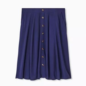 Midi Challis Button-Front Skirt